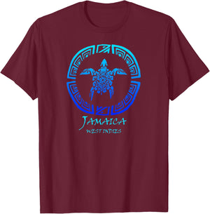 Jamaica, West Indies Vintage Retro Tribal Turtle Vacation T-Shirt - T-Shirt | Maroon