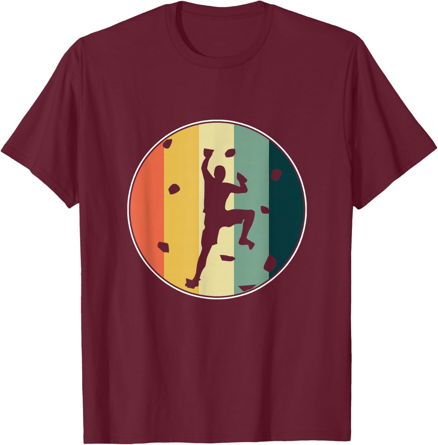 Retro Wall Climber Rock Mountain Climbing Bouldering Gift T-Shirt - T-Shirt | Maroon