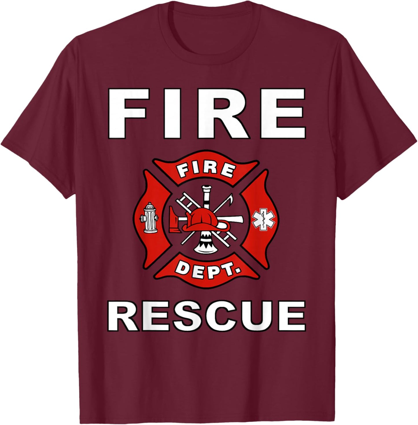 FIRE Rescue FIRE Fighter Fireman Kids Youth Adult Boys Girls Small T-Shirt - T-Shirt | Maroon