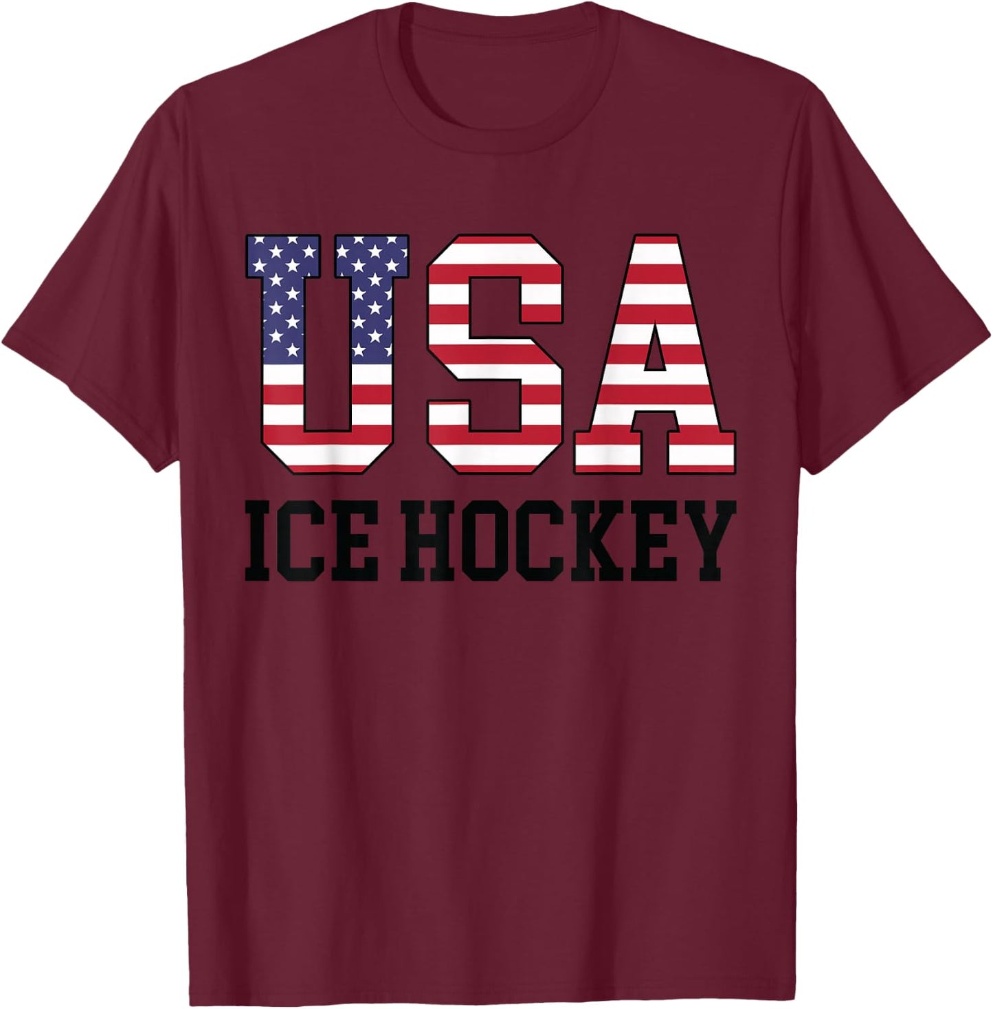 USA Flag Hockey Player - American USA Ice Hockey T-Shirt - T-Shirt | Maroon
