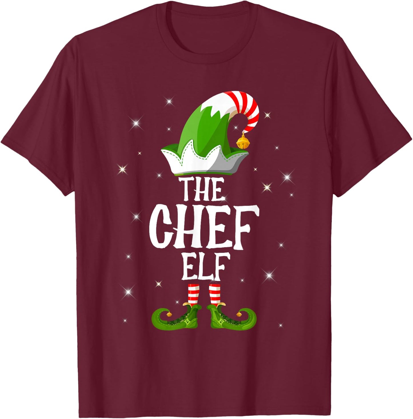 The Chef Elf Family Matching Group Christmas T-Shirt - T-Shirt | Maroon