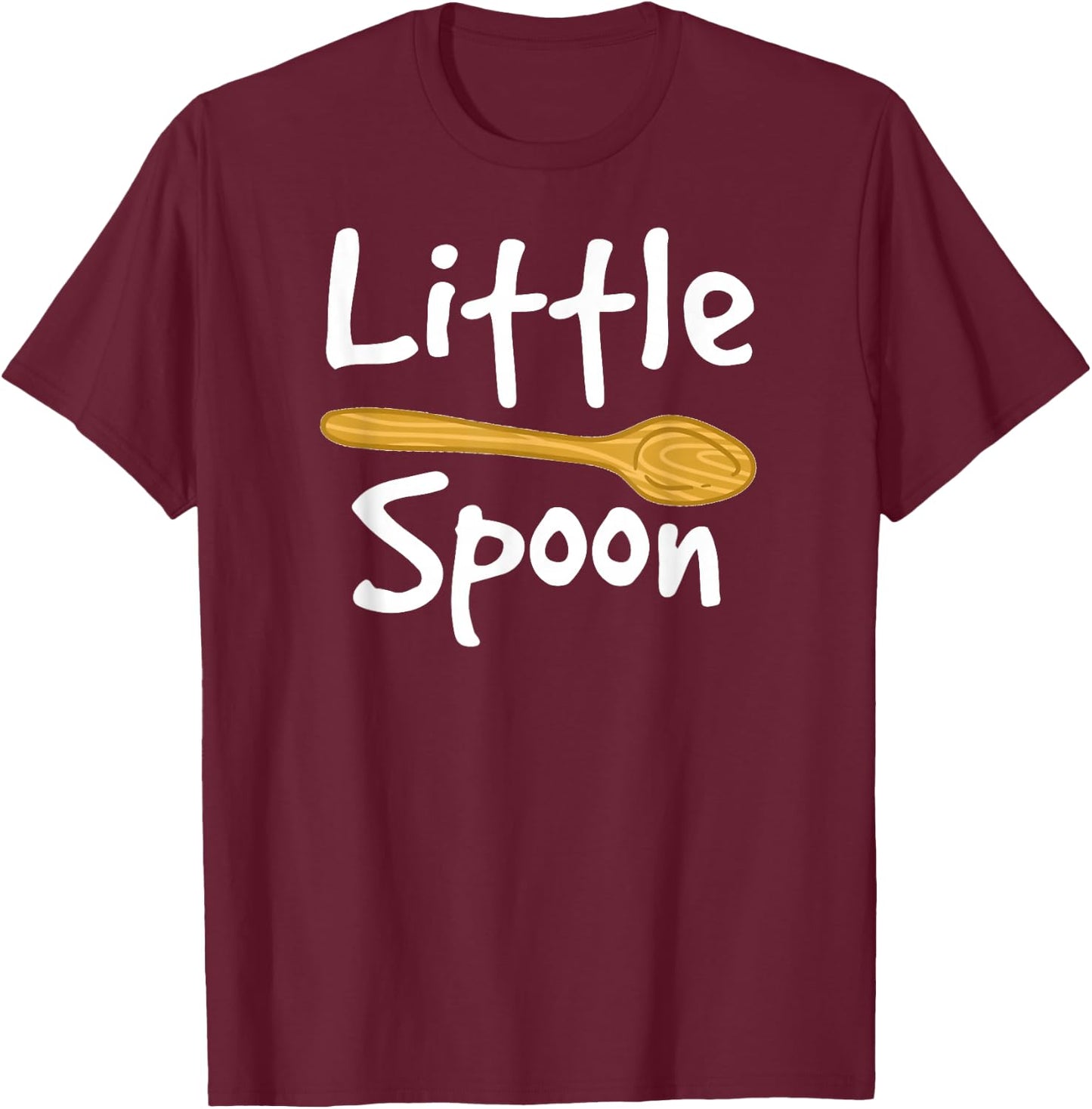 Cute Big Spoon Little Spoon Matching Couple T-Shirt - T-Shirt | Maroon