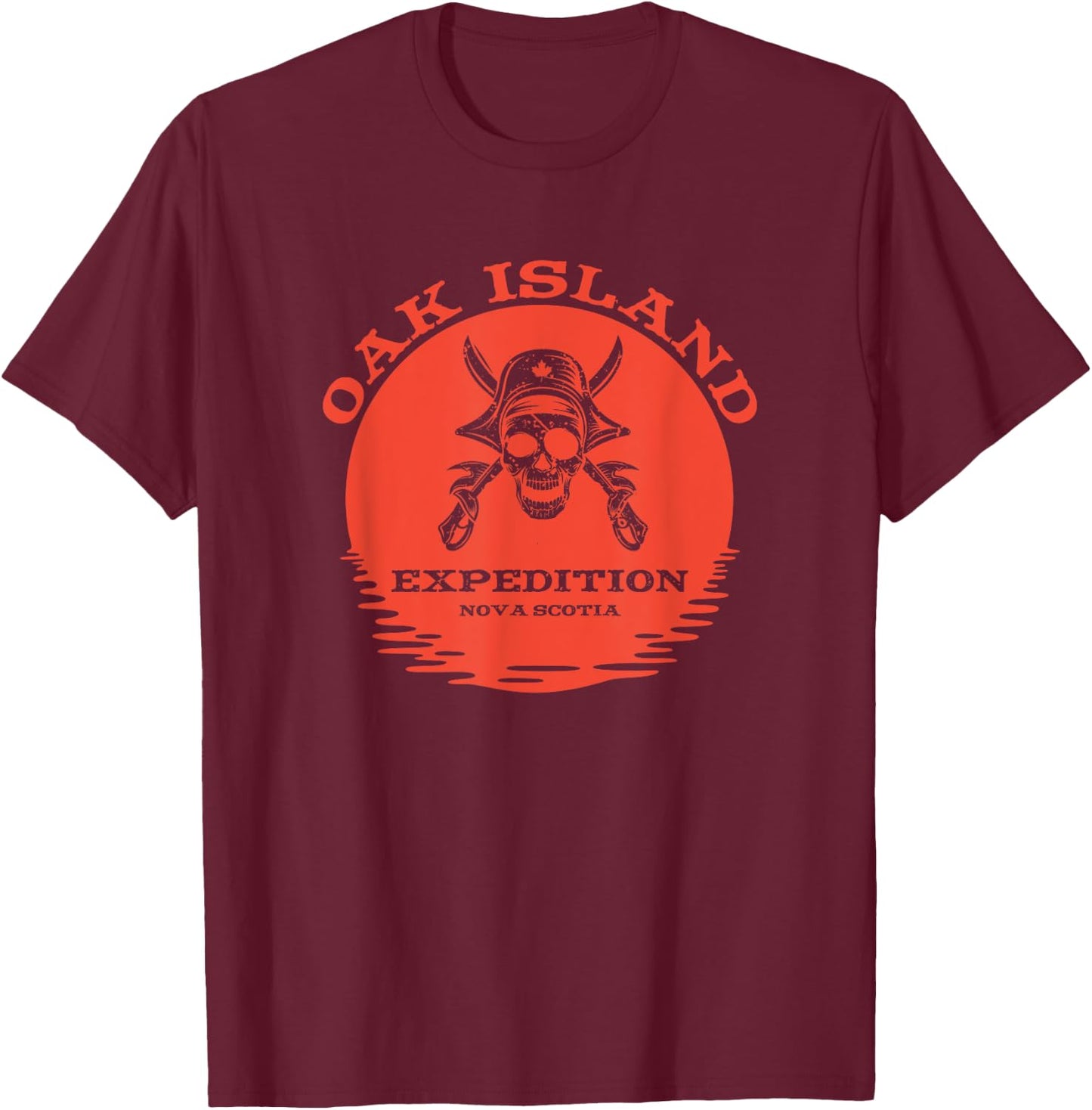 Oak Island Expedition Funny Vintage Canadian Pirate Treasure T-Shirt - T-Shirt | Maroon