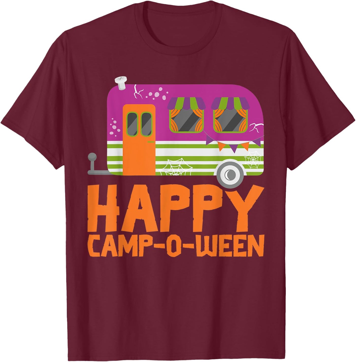 Happy Camp-O-Ween Funny Halloween Camping Camper Costume T-Shirt - T-Shirt | Maroon