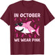 Breast Cancer Shirts Kids Shark In October We Wear Pink Boys T-Shirt - T-Shirt | Maroon