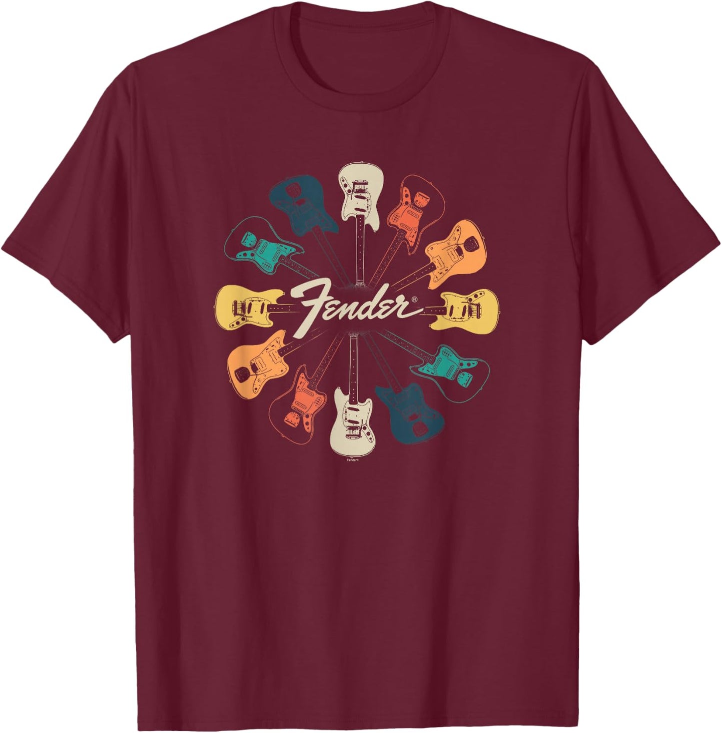 Fender Retro Guitar Kaleidoscope Small T-Shirt - T-Shirt | Maroon
