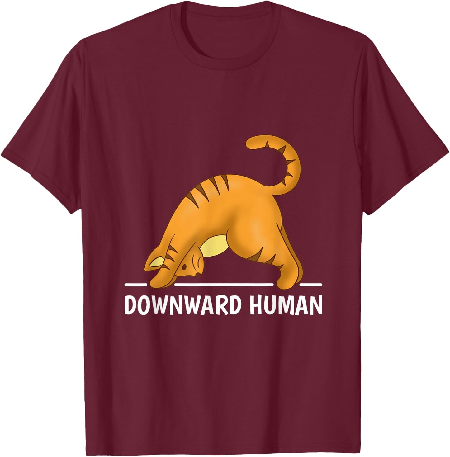 Downward Human Cat T-Shirt - T-Shirt | Maroon