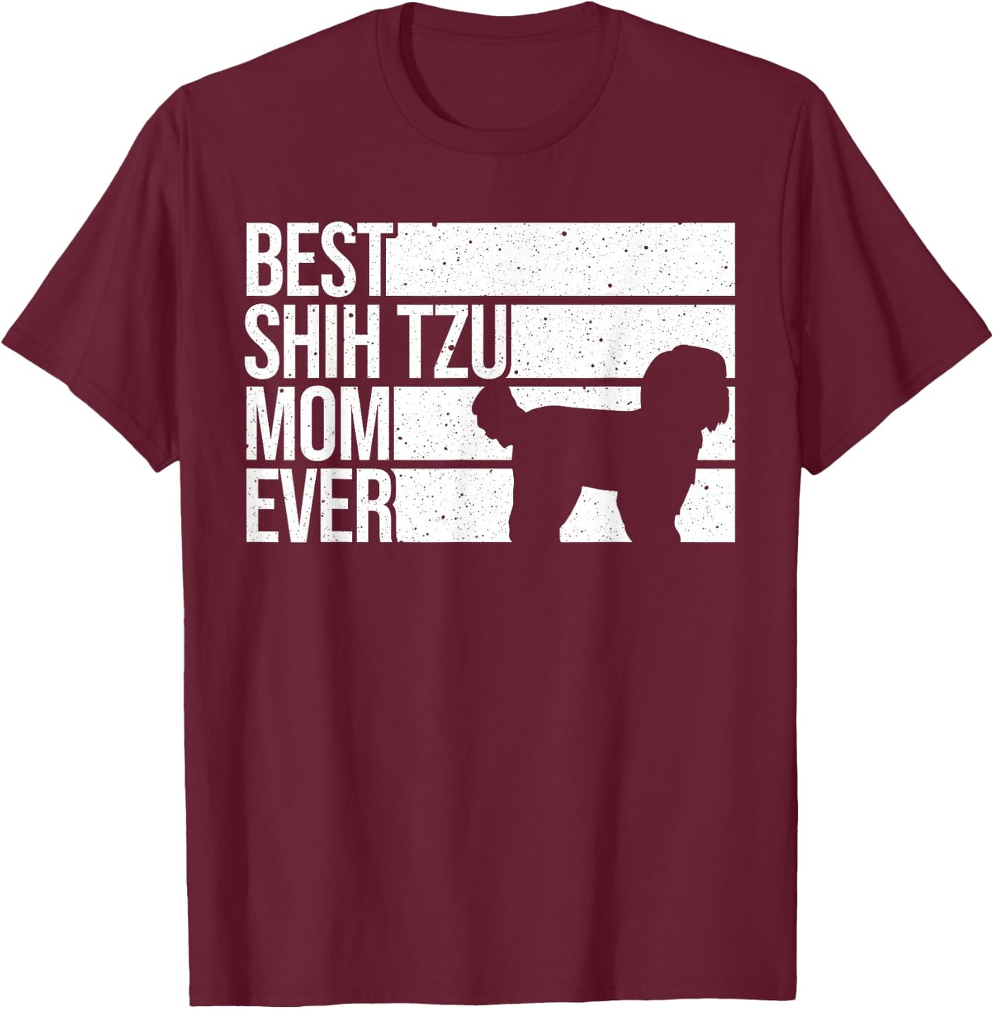 Funny Shih Tzu Mom Art Girl Mother's Day Dog Lover T-Shirt - T-Shirt | Maroon
