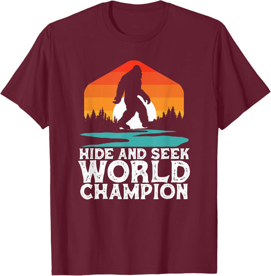 Hide and Seek World Champion Funny Bigfoot 2020 T-Shirt - T-Shirt | Maroon