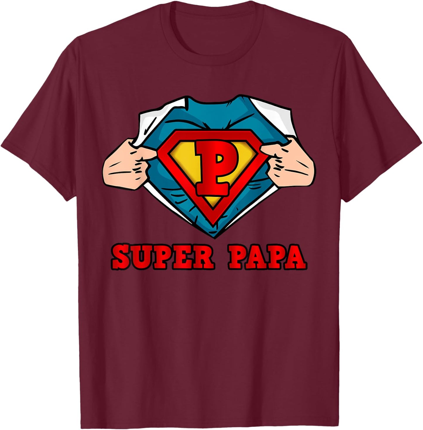 SUPERHERO SUPER PAPA - GREAT Gift DAD T-Shirt - T-Shirt | Maroon