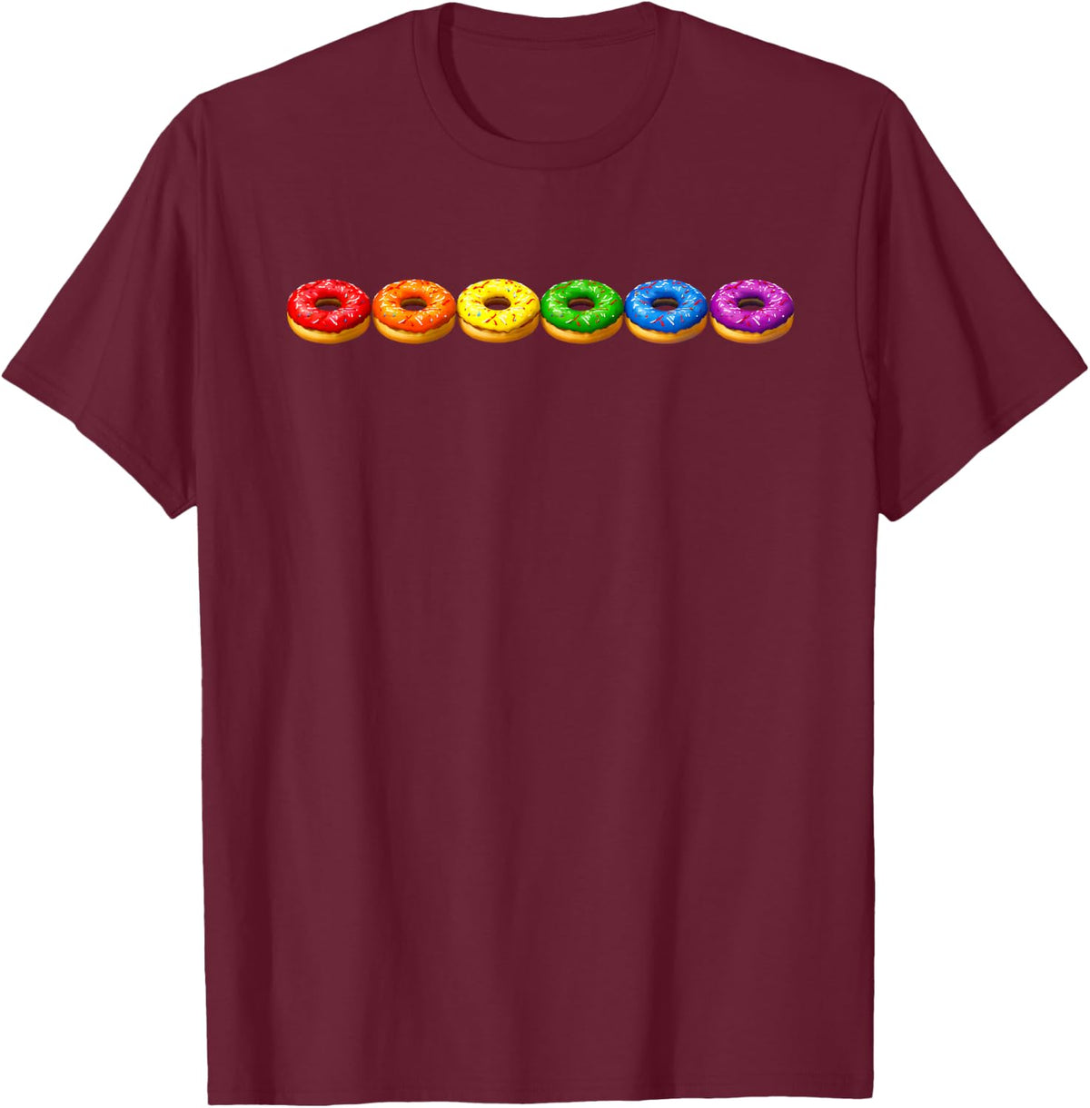 Gay Pride Month Donuts LGBT Rainbow Flag LGBTQ Flag Queer T-Shirt - T-Shirt | Maroon