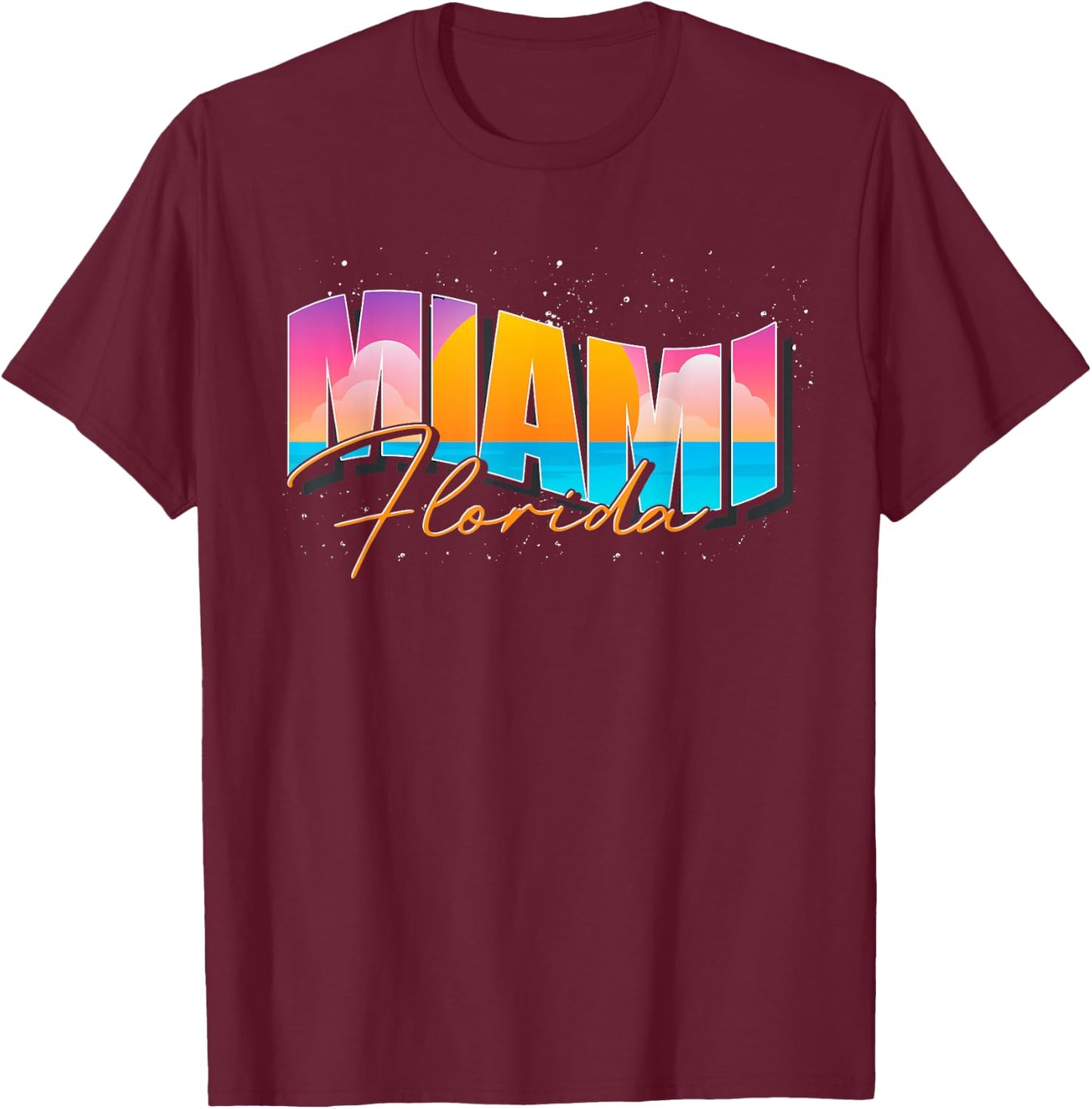 FL State Summer Vacation Tropical South Beach Miami Florida T-Shirt - T-Shirt | Maroon
