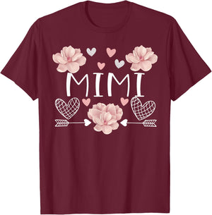 Mimi shirt Pink Flowers Mother's Day Mimi T-Shirt - T-Shirt | Maroon