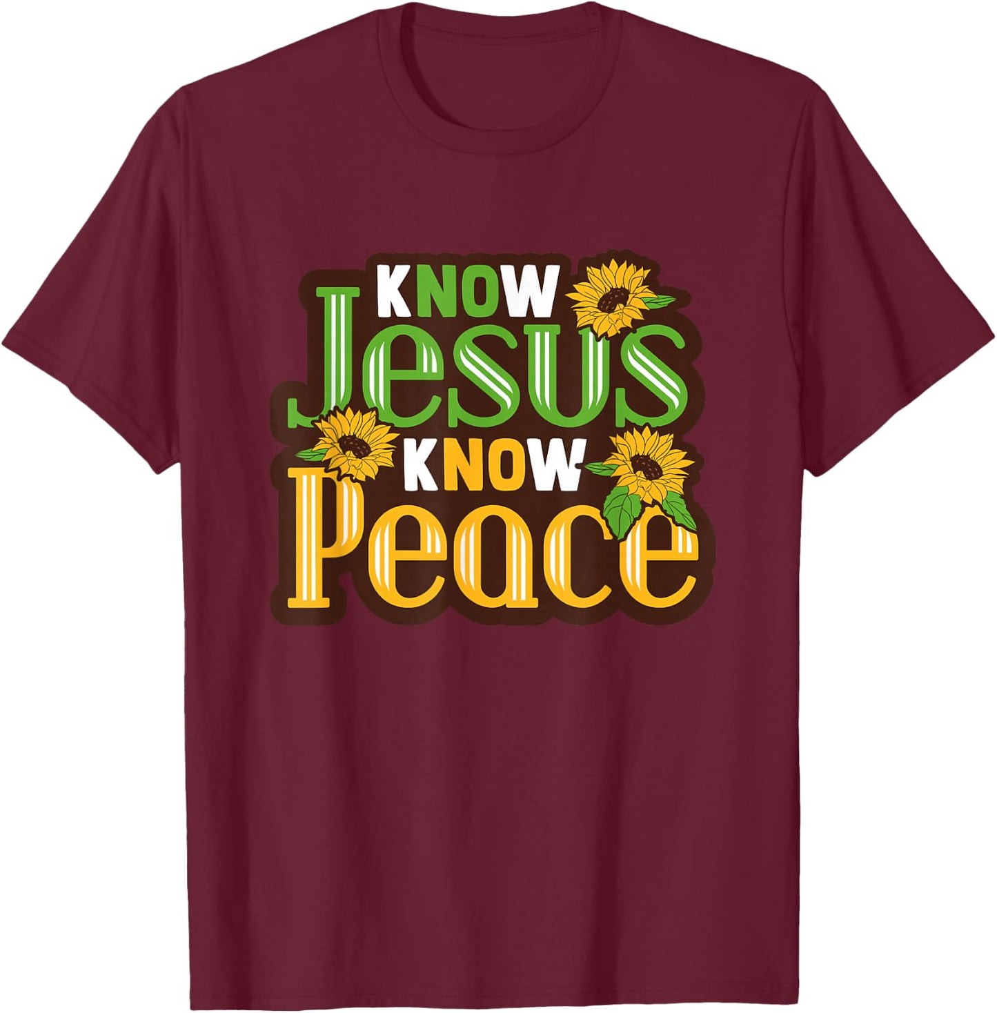 Biblicial Bible "No Jesus No Peace" Christ for Bible Student T-Shirt - T-Shirt | Maroon