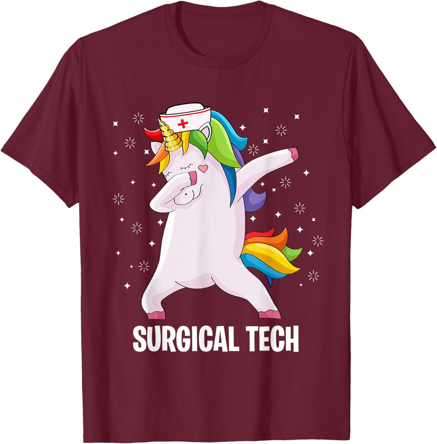 Funny Scrub Tech Surgical Tech Week Technologist Unicorn T-Shirt - T-Shirt | Maroon