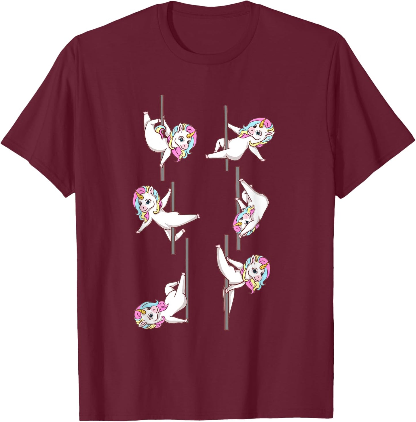 Cute Unicorns Pole Dancing Funny Pole Dance Lover T-Shirt - T-Shirt | Maroon