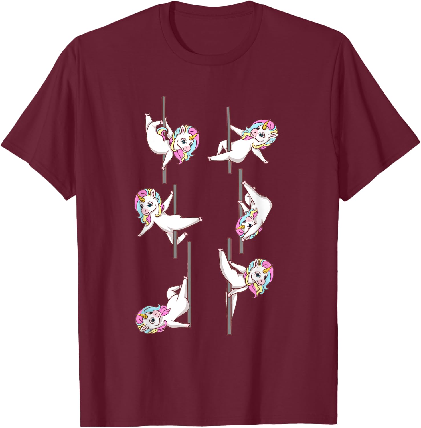 Cute Unicorns Pole Dancing Funny Pole Dance Lover T-Shirt - T-Shirt | Maroon