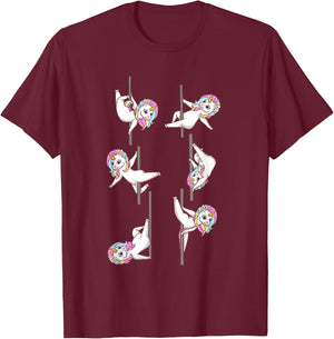 Cute Unicorns Pole Dancing Funny Pole Dance Lover T-Shirt - T-Shirt | Maroon