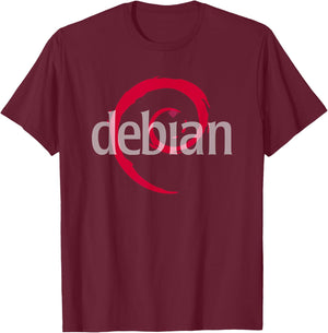 Linux Debian lovers Spiral Logo Open Source Os T-Shirt - T-Shirt | Maroon