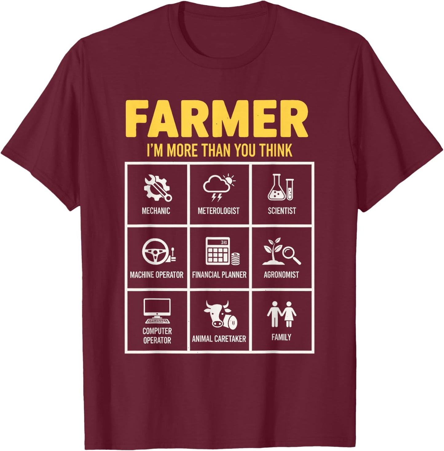 Farmer I'm More Than You Think Farm Farming T-Shirt - T-Shirt | Maroon