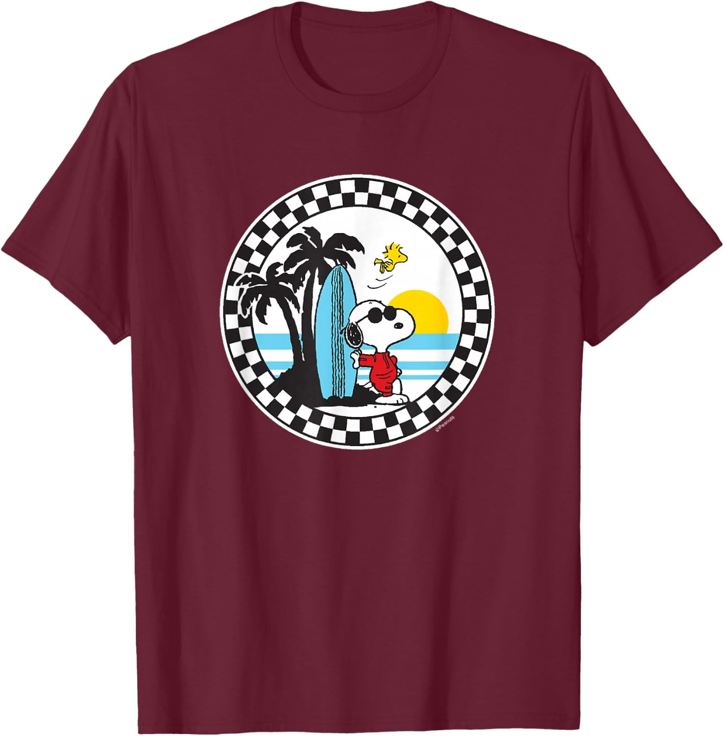 Peanuts - Snoopy Surfs Up T-Shirt - T-Shirt | Maroon