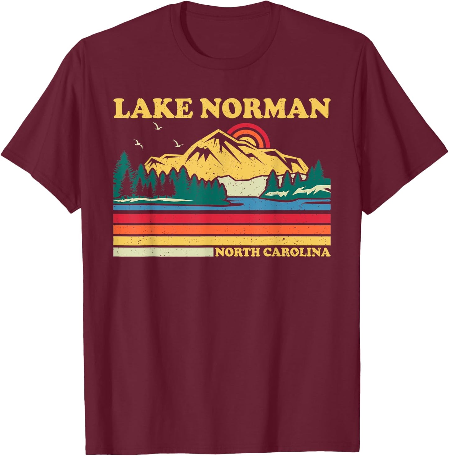 Vintage Retro Family Vacation North Carolina Norman Lake T-Shirt - T-Shirt | Maroon