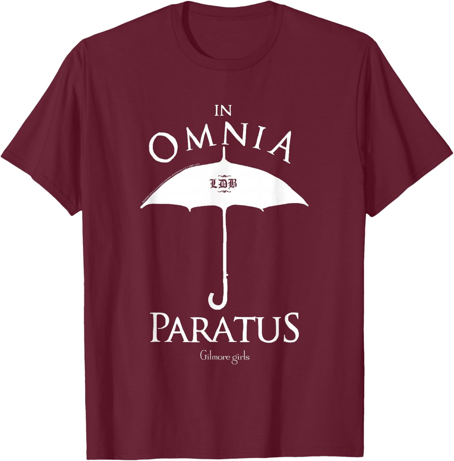 Gilmore Girls in Omnius Paratus Umbrella Logo TV Show T-Shirt - T-Shirt | Maroon