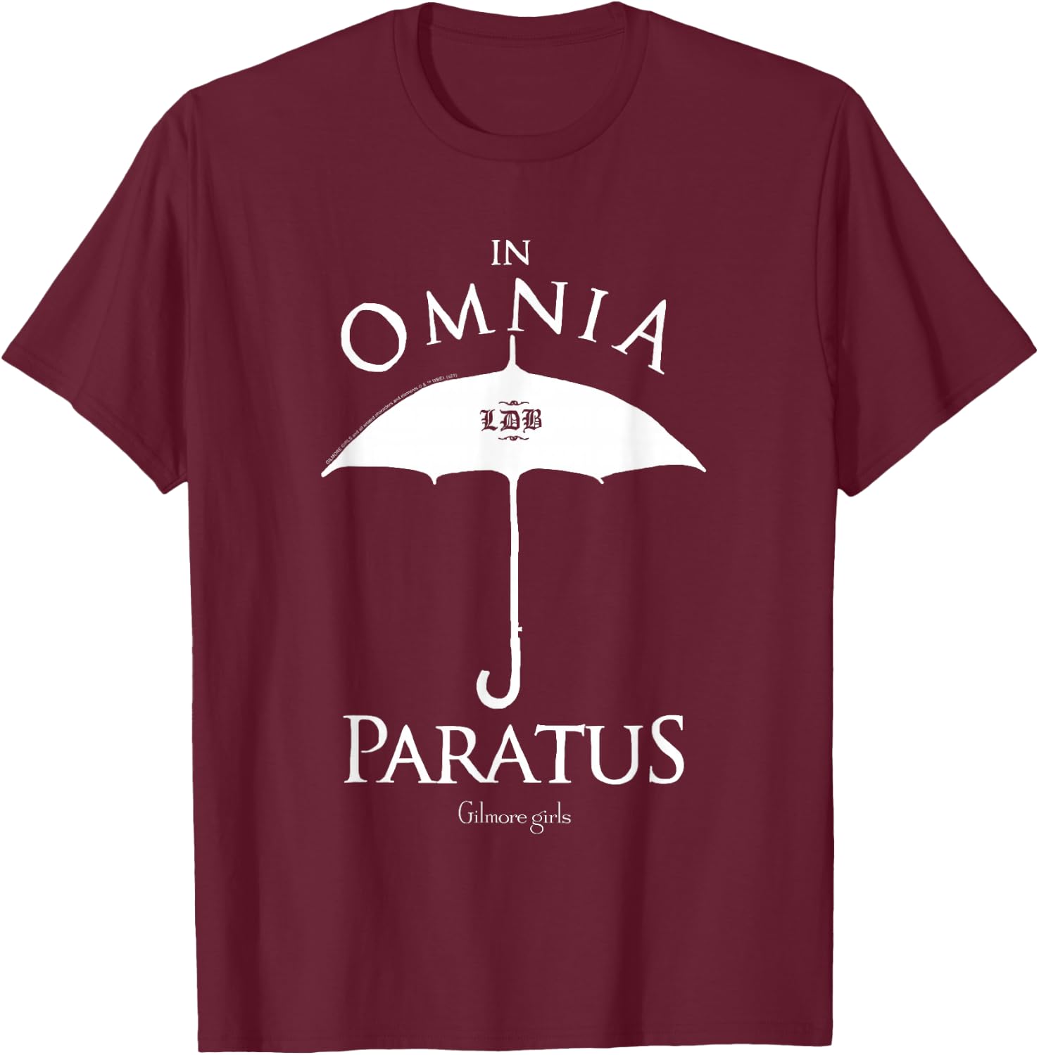 Gilmore Girls in Omnius Paratus Umbrella Logo TV Show T-Shirt - T-Shirt | Maroon