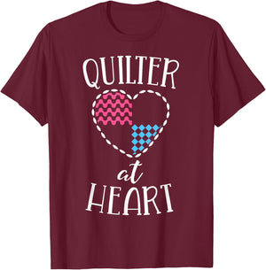 Quilting Shirt Quilter At Heart Quilt Love Sewing T-Shirt - T-Shirt | Maroon