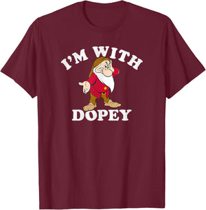 Disney Snow White & The Seven Dwarfs Grumpy I'm with Dopey T-Shirt - T-Shirt | Maroon