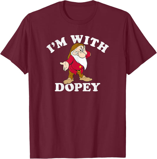 Disney Snow White & The Seven Dwarfs Grumpy I'm with Dopey T-Shirt - T-Shirt | Maroon