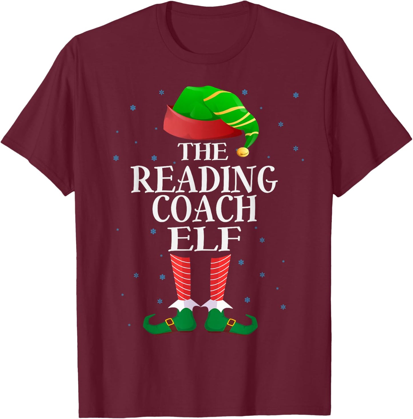 Reading Coach Elf Funny Matching Pajama Group Christmas T-Shirt - T-Shirt | Maroon