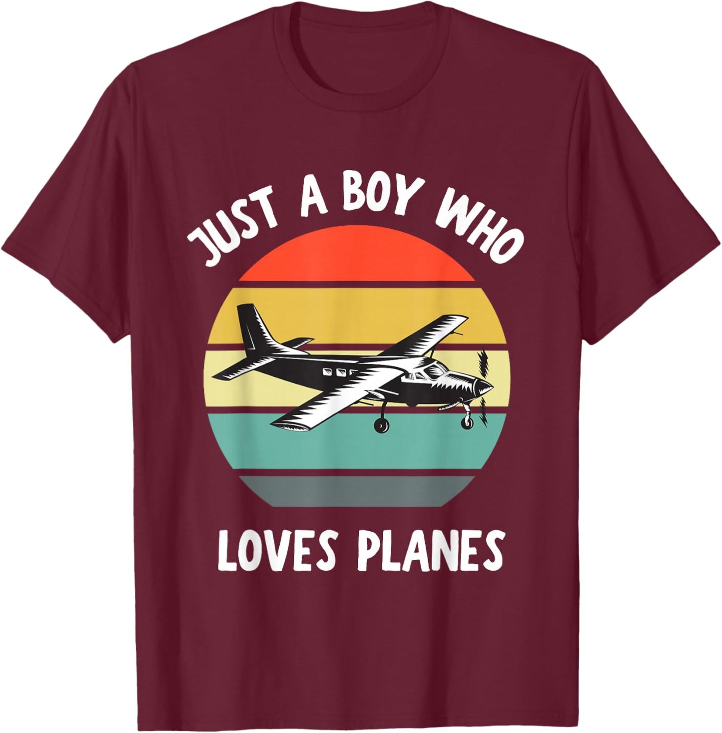Just A Boy Who Loves Airplanes Funny Kids Toddler Baby 5T 4T T-Shirt - T-Shirt | Maroon