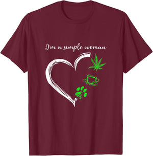 I'm A Simples Woman Loves Weed Coffee And Dog T-Shirt - T-Shirt | Maroon