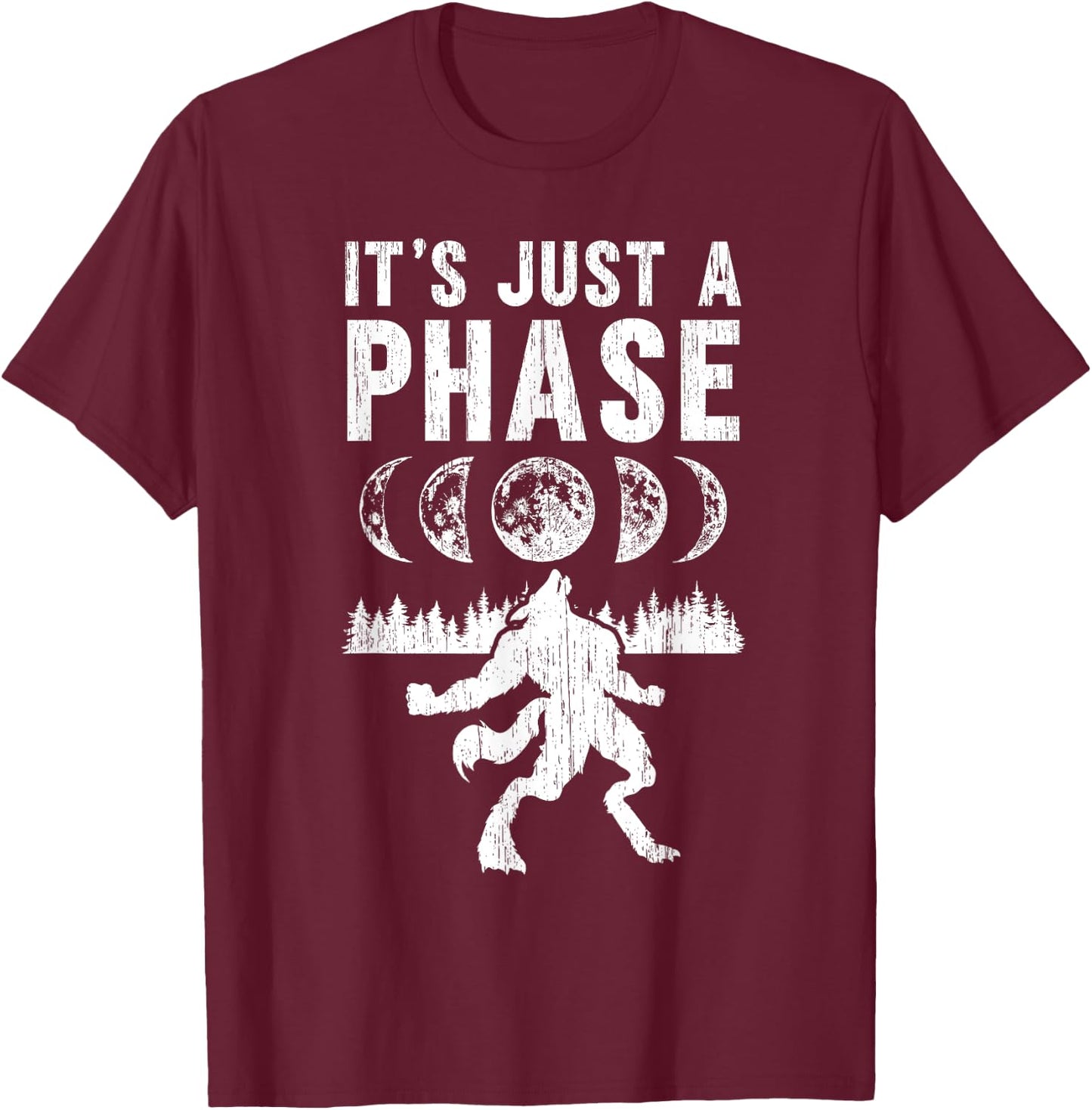 Werewolf Only One Phase Spell Werewolf T-Shirt - T-Shirt | Maroon