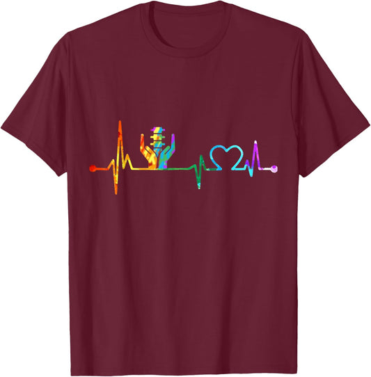 Chiropractic Retro Vintage Chiropractor Heartbeat Color T-Shirt - T-Shirt | Maroon