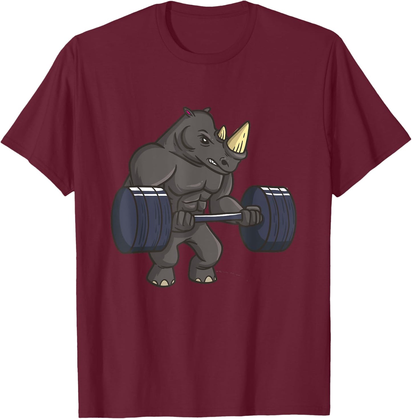 Rhinoceros Powerlifting Weightlifting Gym Rhino Lovers Gift T-Shirt - T-Shirt | Maroon