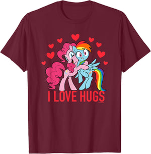 My Little Pony Valentine's Day Pinkie Pie Rainbow Dash Hugs T-Shirt - T-Shirt | Maroon