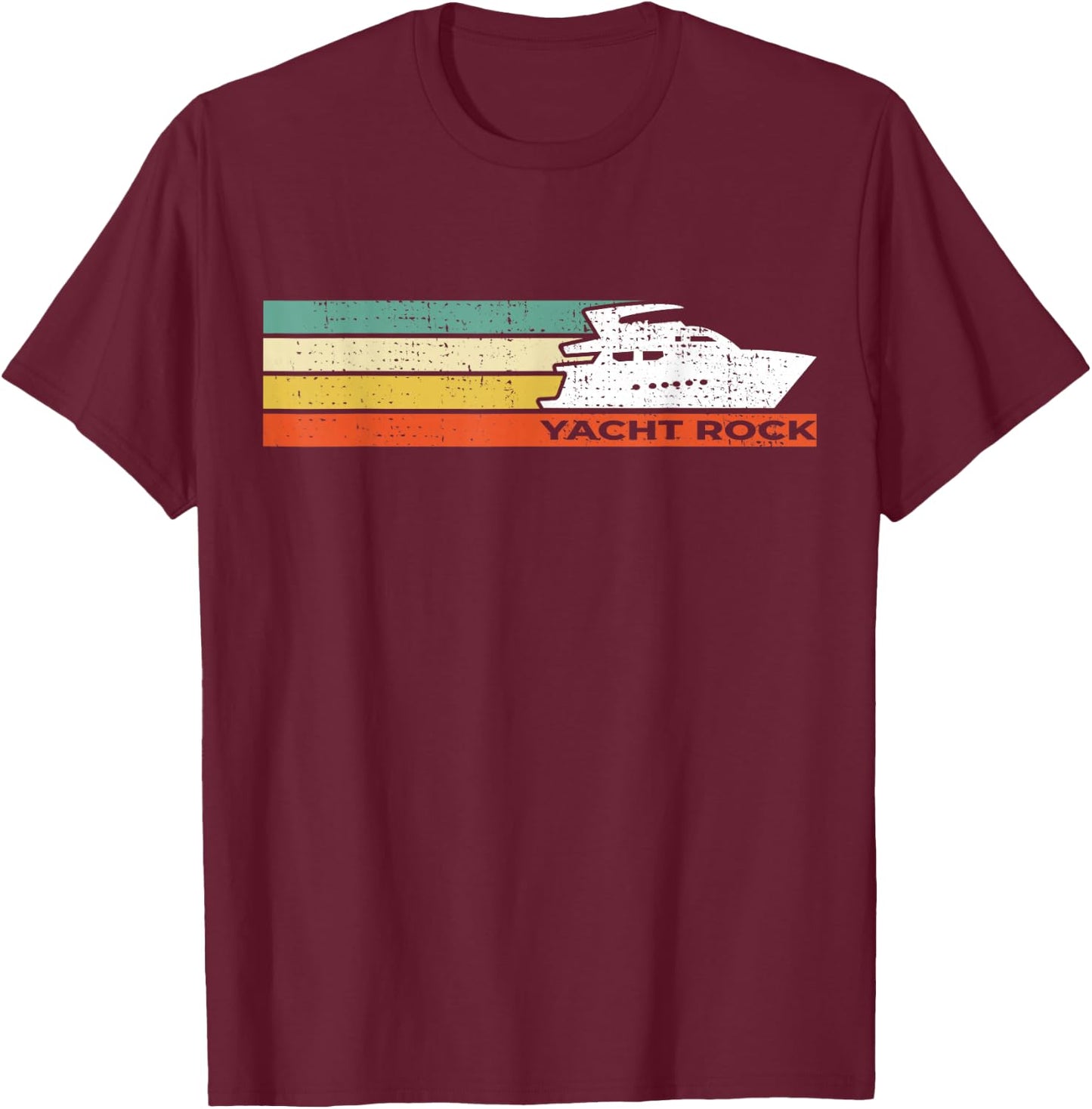 Distressed Retro Yacht Rock T-Shirt - T-Shirt | Maroon