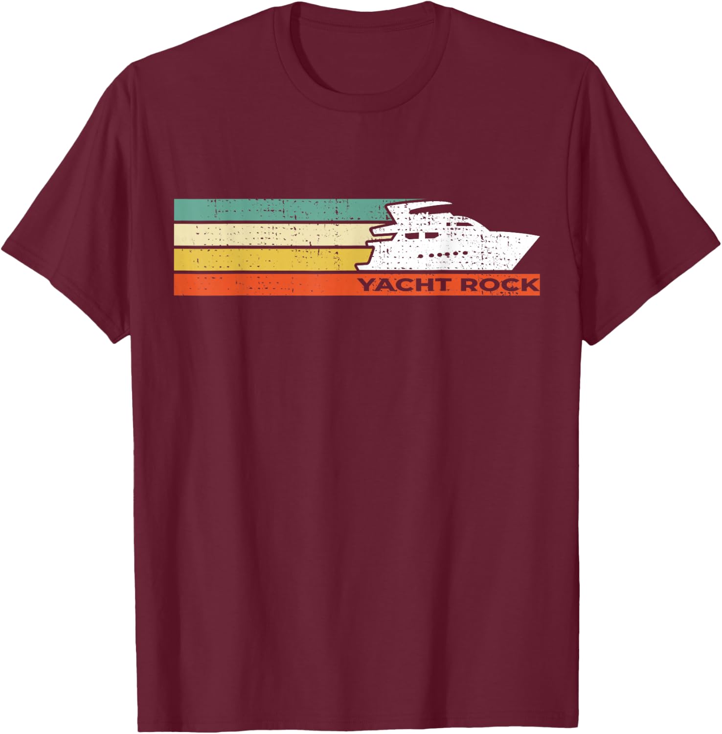 Distressed Retro Yacht Rock T-Shirt - T-Shirt | Maroon
