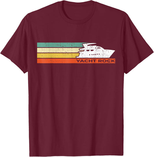 Distressed Retro Yacht Rock T-Shirt - T-Shirt | Maroon