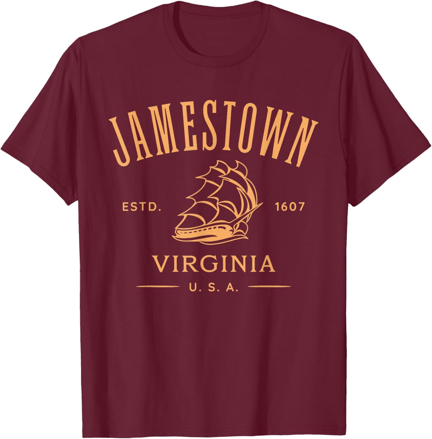 Jamestown Virginia USA Estd 1607 Jamestown VA Souvenir T-Shirt - T-Shirt | Maroon