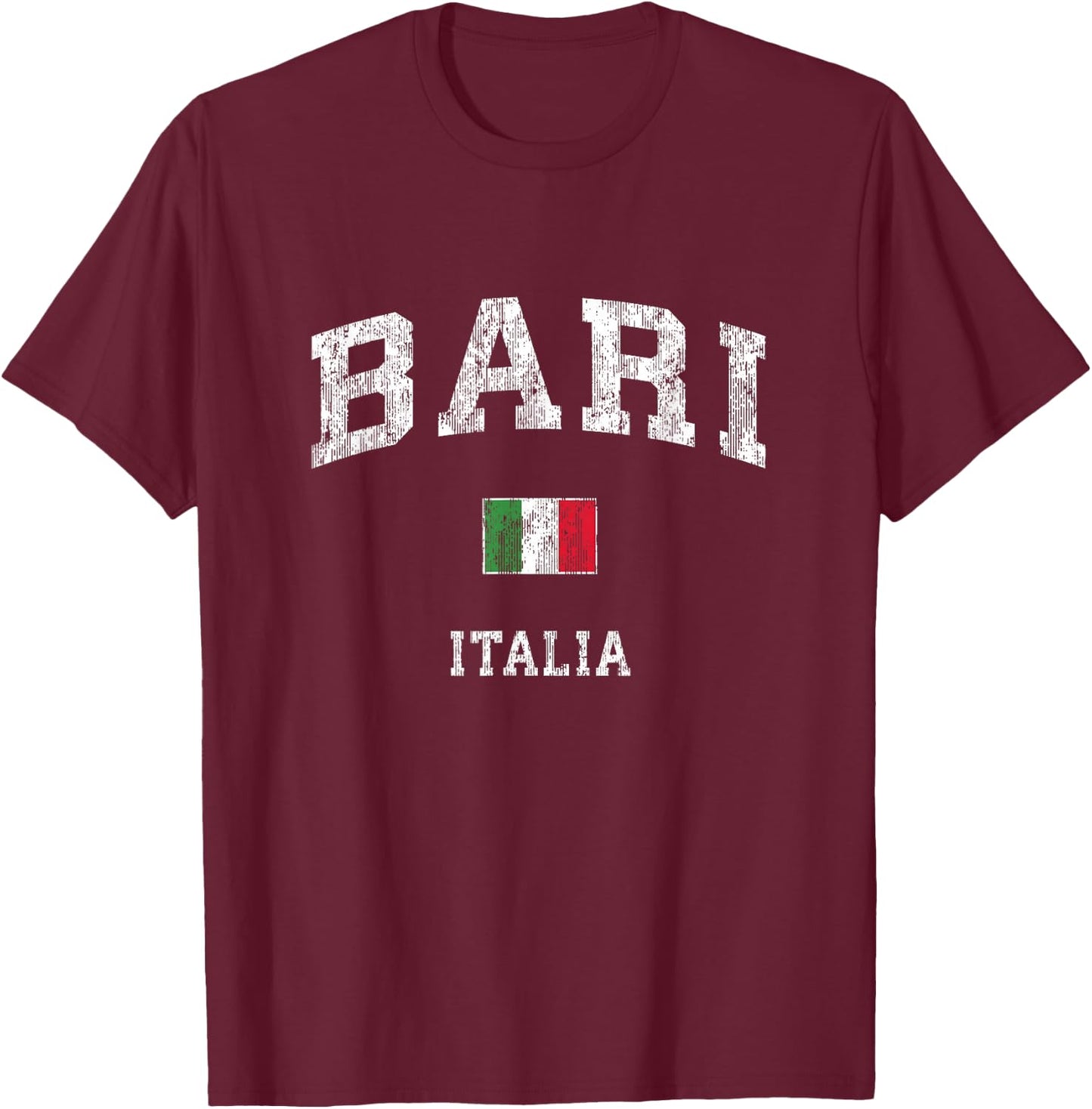 Bari Italy Vintage Italia Athletic Sports Design T-Shirt - T-Shirt | Maroon