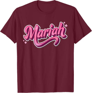 Mariah First Name Girl Vintage Style 70s 80s Personalized T-Shirt - T-Shirt | Maroon