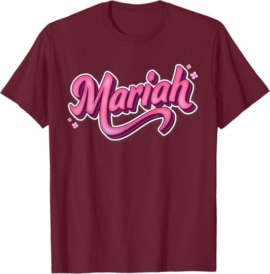 Mariah First Name Girl Vintage Style 70s 80s Personalized T-Shirt - T-Shirt | Maroon