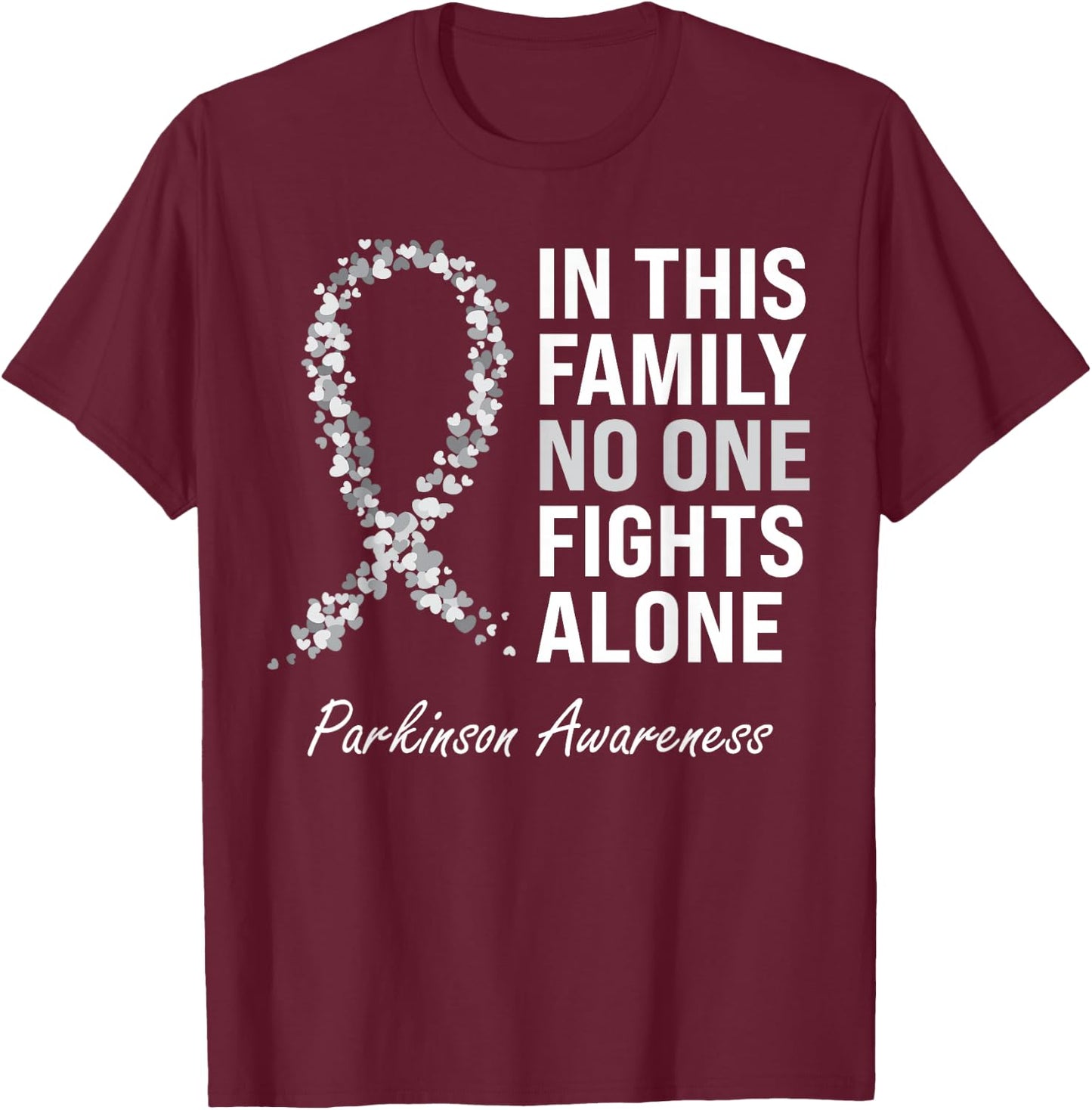 Parkinson Awareness Gray Ribbon Small T-Shirt - T-Shirt | Maroon