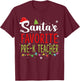Santa's Favorite Pre-K Teacher Christmas Santa Hat Lights Women Kids T-Shirt - T-Shirt | Maroon