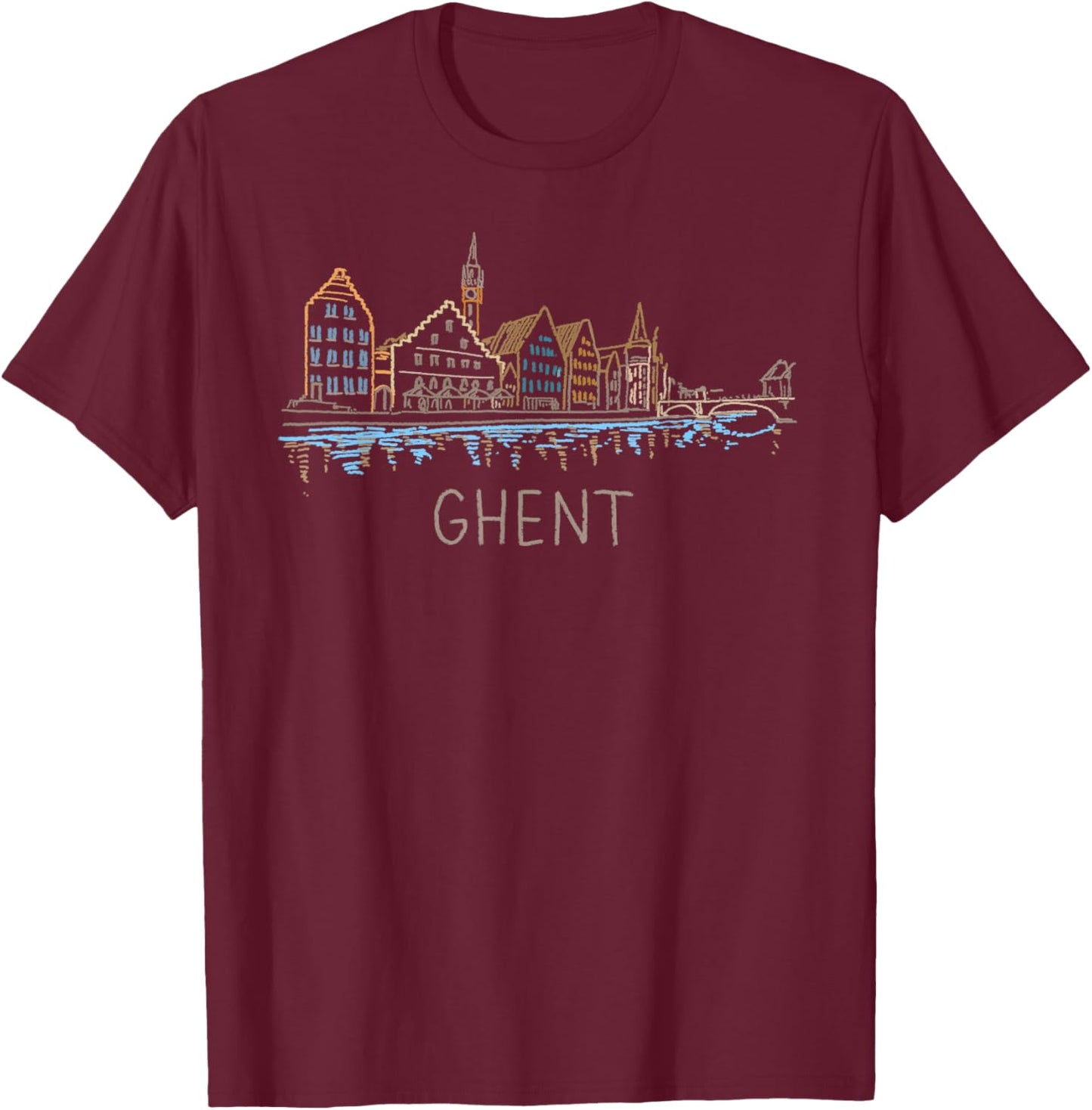 Gent Belgium Art Gift Men Women T-Shirt - T-Shirt | Maroon