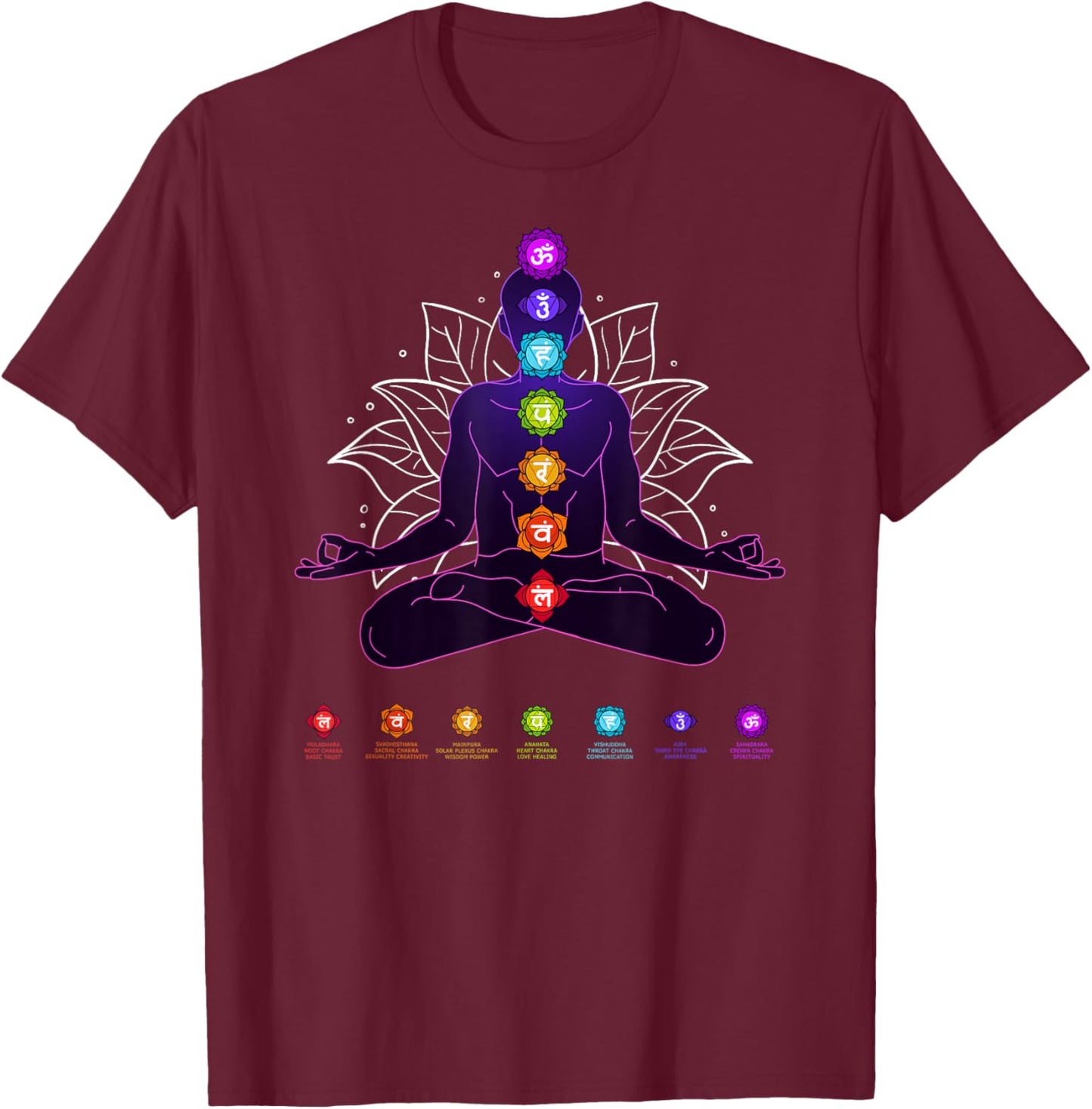 Yoga Chakra Spiritual Body System Meditation T-Shirt - T-Shirt | Maroon