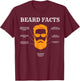 Funny Beard Facts, Bearded Man, Barber, Beard Lover T-Shirt - T-Shirt | Maroon